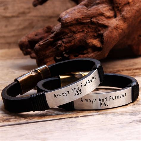 Couples Bracelets Personalized Bracelet Custom Leather Bracelet Promise Jewelry Men Womens