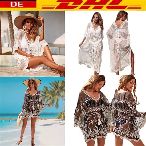 Damen Sommer Bikini Cover Up Sarong Strandkleid Bademode Kaftan Strand Badeanzug Eur