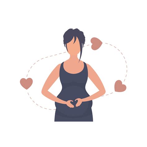 Pregnant Woman Lovingly Holds Her Belly Isolated Vector 20968656 Vector Art At Vecteezy