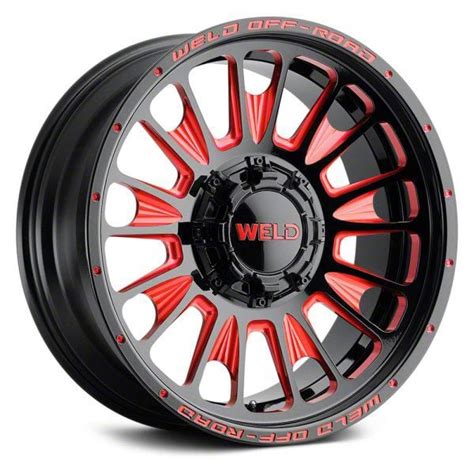 Weld Off Road Silverado Scorch Gloss Black With Red Milled Spokes