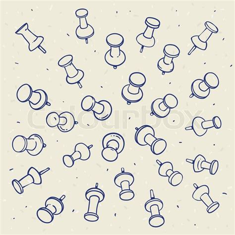 Hand Drawn Sketch Of Push Pins Stock Vector Colourbox