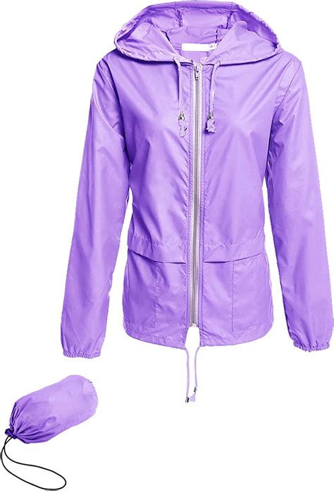 Hount Womens Lightweight Hooded Raincoat Waterproof Packable Active Outdoor Rain Jacket S 3xl