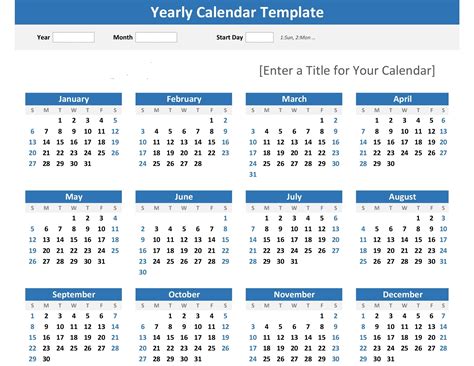 Yearly Calendar At A Glance