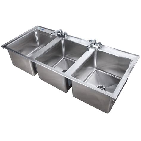 Regency 16 X 20 X 12 16 Gauge Stainless Steel Three Compartment Drop