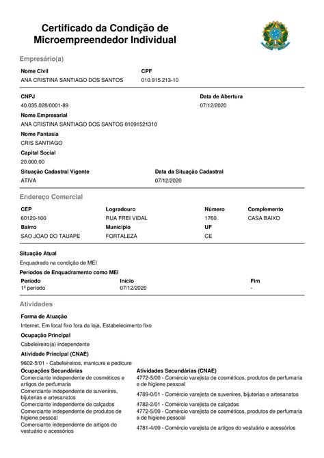 Ccmei 40035028000189 Certificado da Condição de Microempreendedor