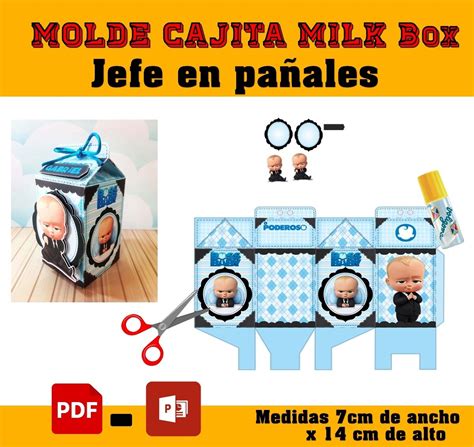 Kit Imprimible Molde Milk Box Bob Jefe En Pañales Avisos en Souvenirs