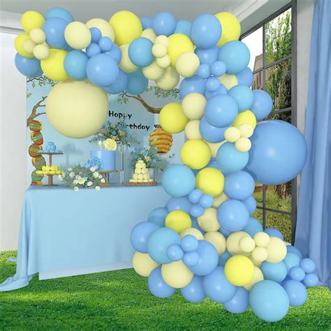 Soonlyn Blue Party Balloons Pcs Baby Blue And Yellow Balloons