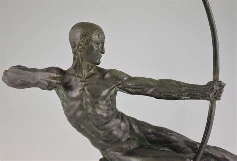 Hercules Art Deco Bronze Sculpture Male Nude Archer Deconamic