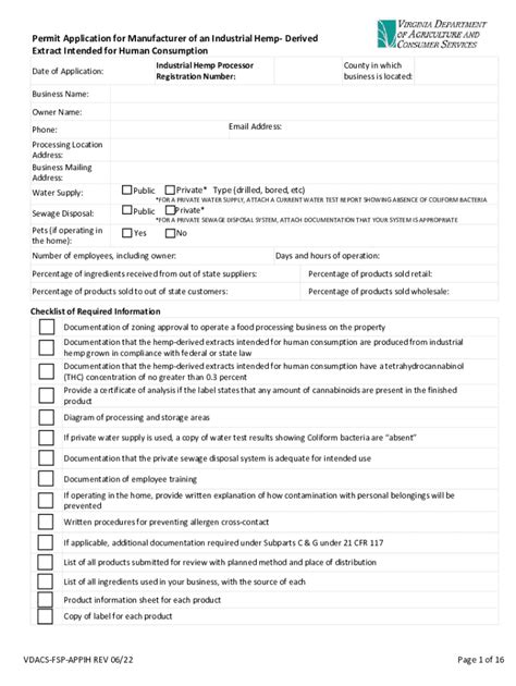 Fillable Online Application For Manufacturing And Warehouse Food