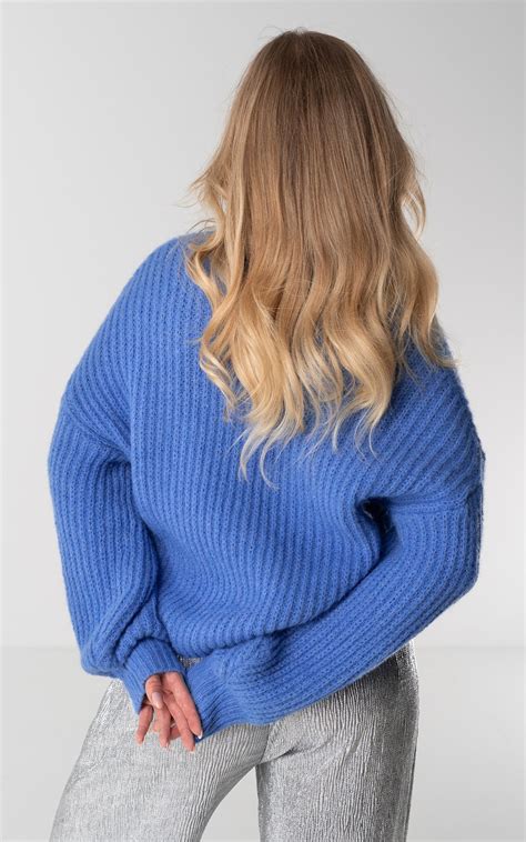 Gebreide Trui Met Turtle Neck Blauw Guts Gusto