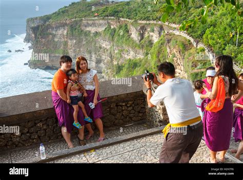 Uluwatu Cliffs And Tourists Uluwatu Bali Indonesia Asia Stock Photo