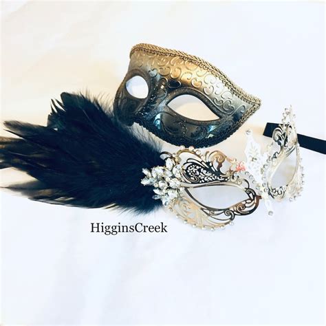 Gold Masquerade Mask Pair Couples Masks Venetian Couples Etsy