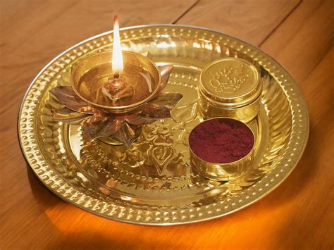 Temple Brass Box Pooja Puja Roli Chawal Chandan Haldi Kumkum Puja Box