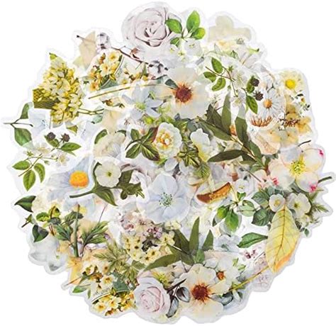 Excelife 100 Pcs Natural Flower Stickers For Scrapbooking Pet