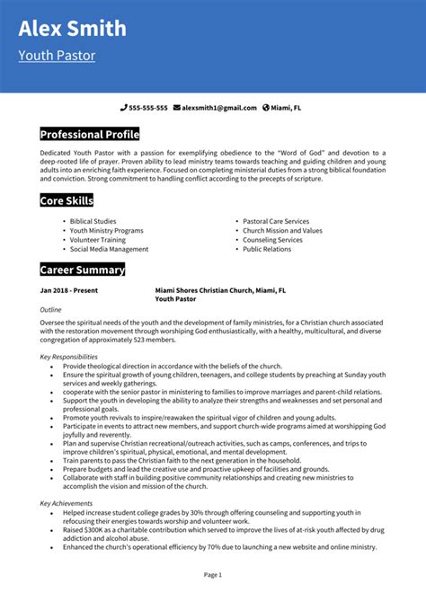 Pastor Resume Example Pastor Resume Template Guide And 20 Examples