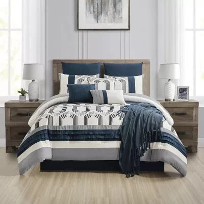 Eden Oak Reid Pc Midweight Comforter Set Color Navy Jcpenney