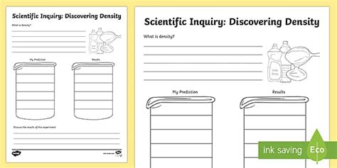 Scientific Inquiry Activity Worksheet Discovering Density Science