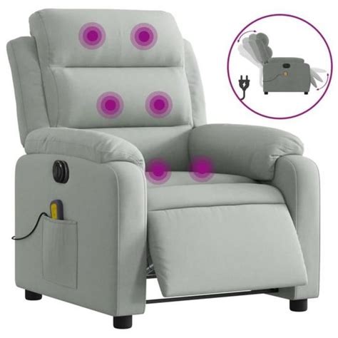 Bll Fauteuil Inclinable Lectrique De Massage Gris Clair Velours