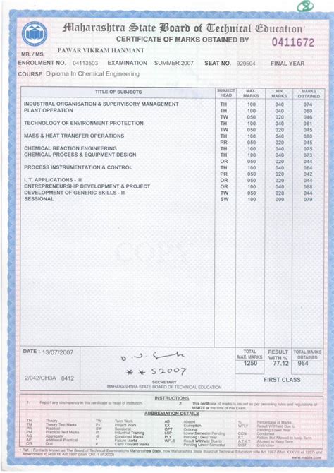 Pdf Diploma Final Year Marksheet Dokumen Tips