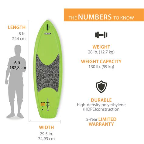 Lifetime Hooligan 8 Ft Youth Stand Up Paddle Board Lime Green 90699