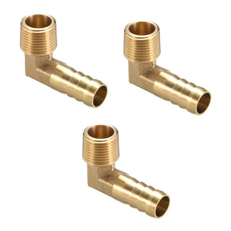 Uxcell Brass Barb Hose Fitting 90 Degree Elbow 12mm Barbed To 38 Pt Male Pipe Adapter