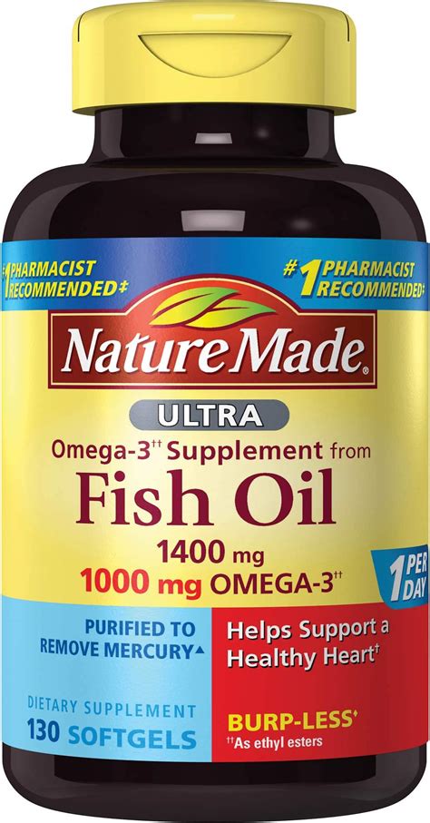 Amazon Extra Strength Burp Less Omega 3 Fish Oil Nature Made