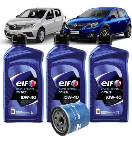 Kit Troca De Óleo 10w40 Renault Sandero 1 0 12v 3 Cilindros