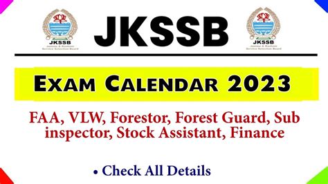 Jkssb Exam Calendar All Exams Update Faa Vlw Forestor Jkpsi