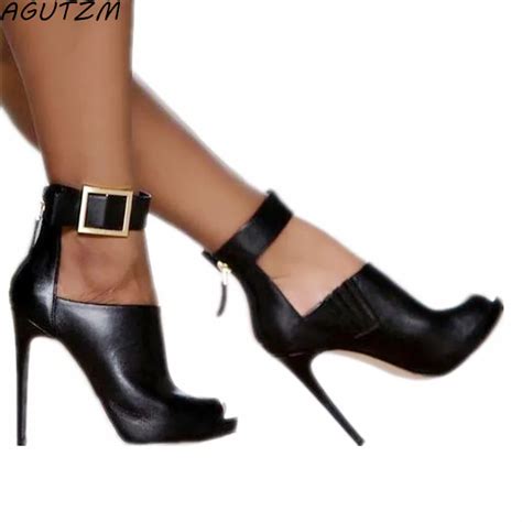 Agutzm Gladiator Women Pumps Ladies Sexy Buckle Strap Roman High Heels