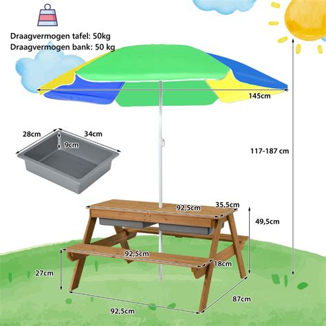 3 In 1 Picknicktafelset Voor Kinderen Met Afneembare En In Hoogte