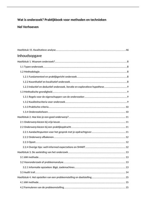 Samenvatting Nel Verhoeven Wat Is Onderzoek Onderzoek Stuvia Nl