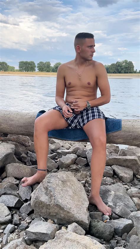 German Twink Boy Jerks Off Naked At The Rhein Duesseldorf Twinkboy82