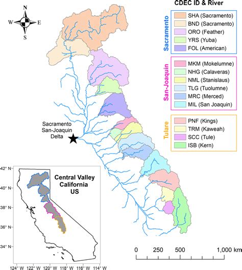 Fifteen Watersheds Draining Into The Central Valley Of California Us