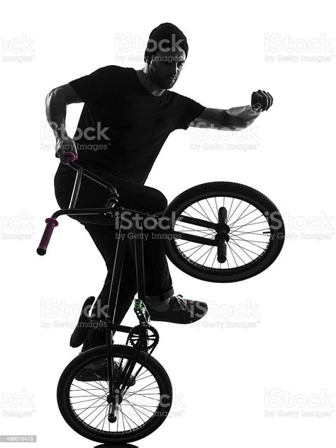 Man Bmx Acrobatic Figure Silhouette Stock Photo Download Image Now