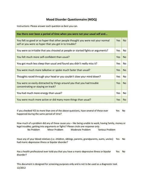 Fillable Online Mdq Scoring Algorithm Uic Department Of Psychiatry