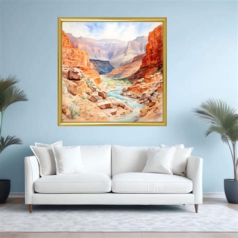 Grand Canyon Watercolor Painting Landscape Wall Art Design Decor Screen ...