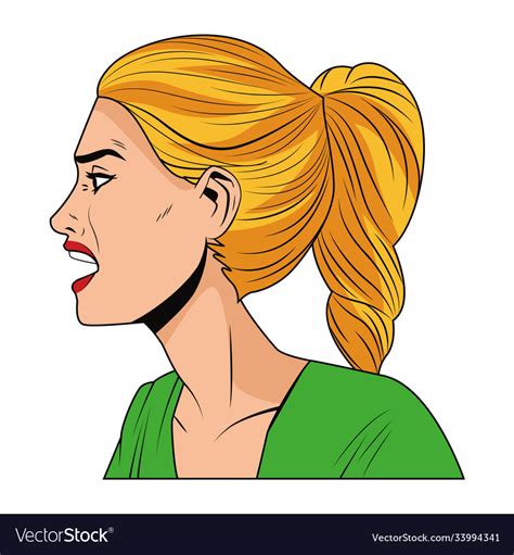 Angry Woman Profile Pop Art Style Character Vector Image