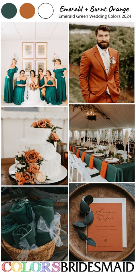 Top 8 Emerald Green Wedding Color Schemes for 2024 | Orange wedding ...