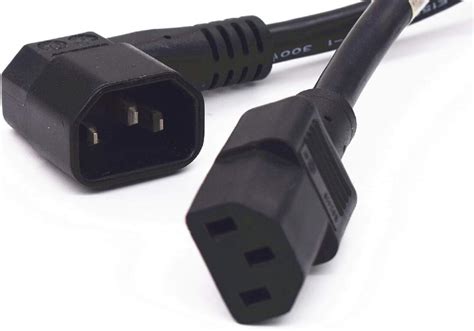 Tekit C13 To Right Angle C14 Extension Cable IEC 320 C13 3 Pin Female