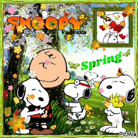 Snoopy And Spring💐🏵💐🏵💐 Free Animated  Picmix