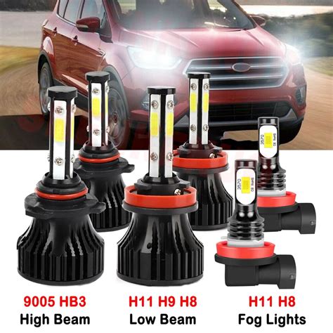 H11 9005 Highandlow Beam For Ford Escape 2018 2019 2020 Led Headlights Fog Lights 6pcs