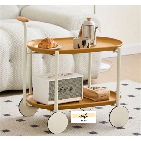 side table trolley abs moveable cart coffee table meja sofa tepi