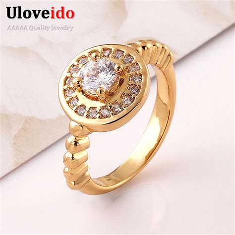 Aliexpress.com : Buy Uloveido Women's Rings Gold Color Jewelry Wedding ...