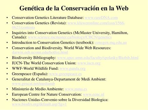 PPT GenÃtica Ambiental â Parte I GenÃtica de la ConservaciÃ³n