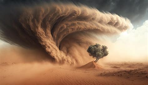 Tormenta De Arena En El Desierto Ia Generativa Foto Premium