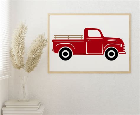 Vintage Red Farm Truck Svg Red Truck Svg Truck With Fence Etsy