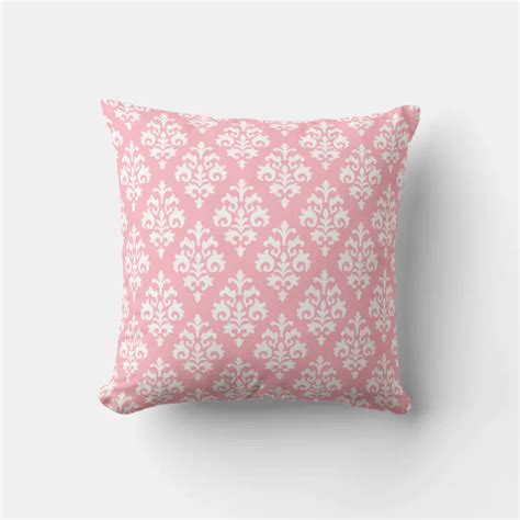 Modern Light Pink And White Damask Throw Pillow Zazzle