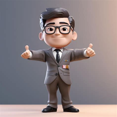 Premium Ai Image A Cartoon Character With A Gray Suit And Glasses Is