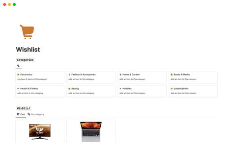 Wishlist | Notion Template
