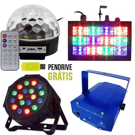 Kit Festa Ilumina O Bola Maluca Refletor Led Par Rgb Strobo